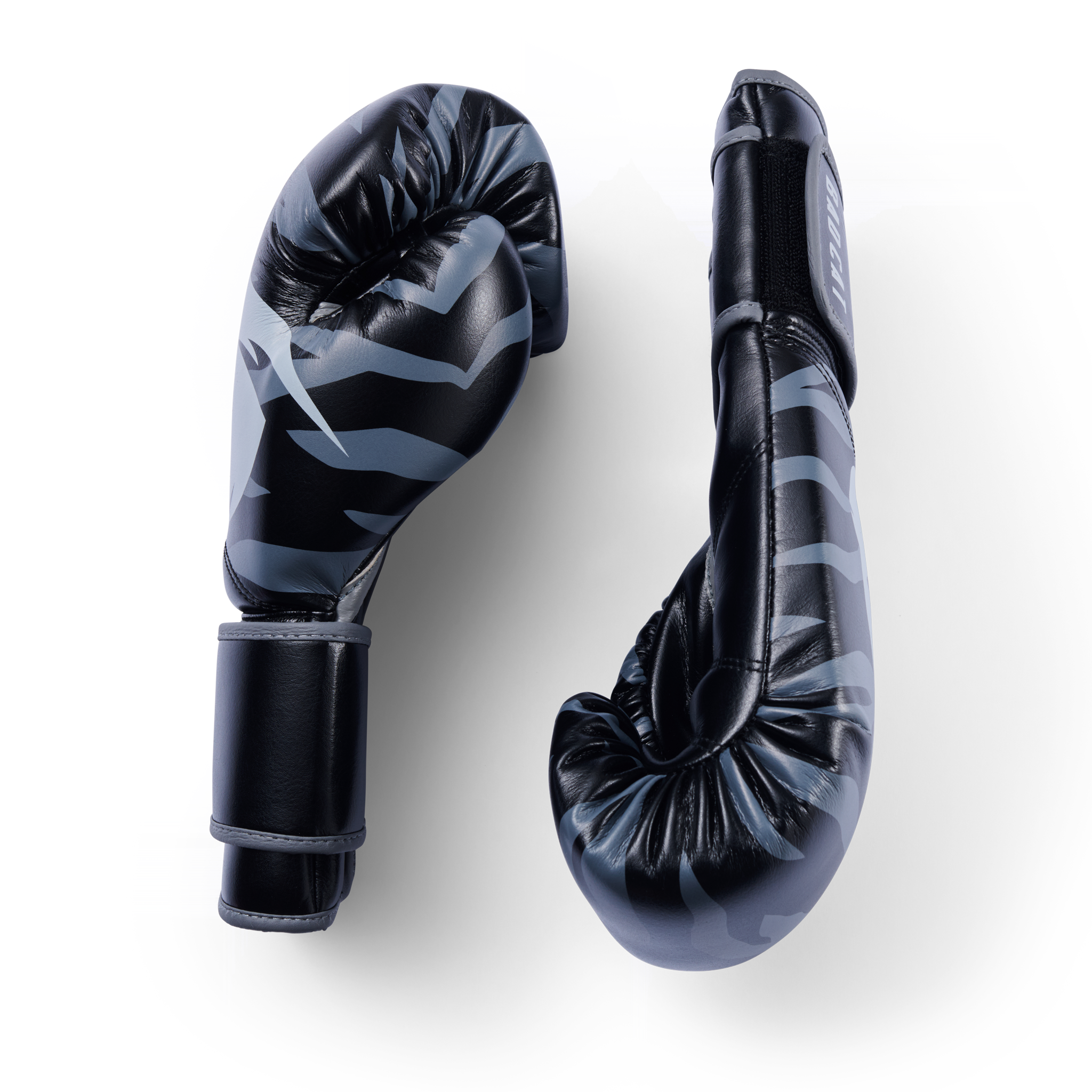BAD CAT black and grey tiger stripe print boxing gloves