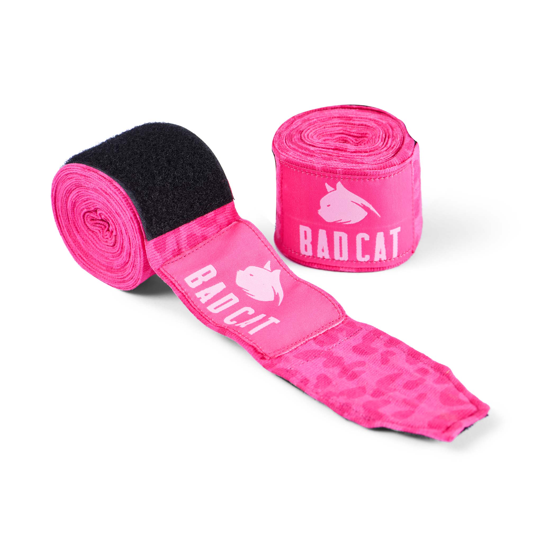 Pink boxing hand wraps with leopard pattern